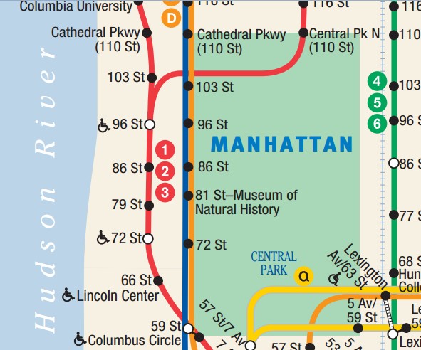 Section of the New York Subway map in our New York Travel Tips.
