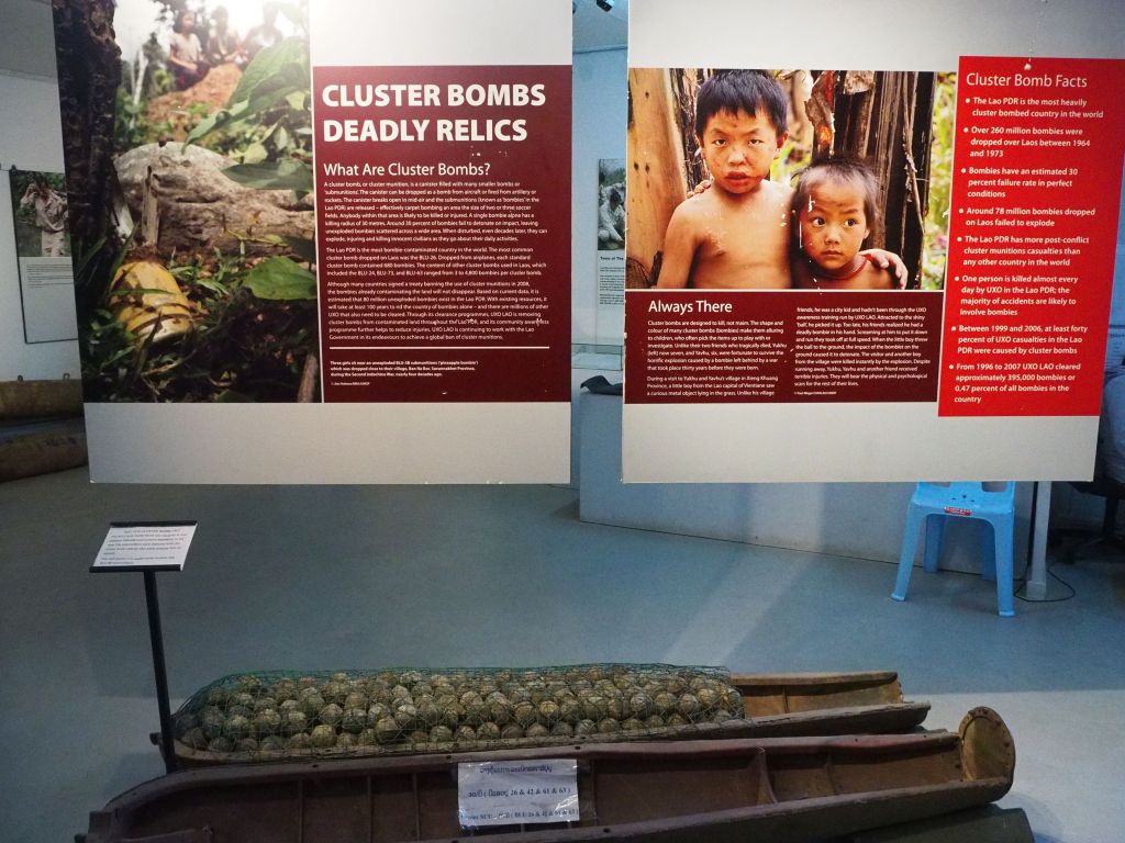 Opened cluster bomb showing hundreds of bombies inside