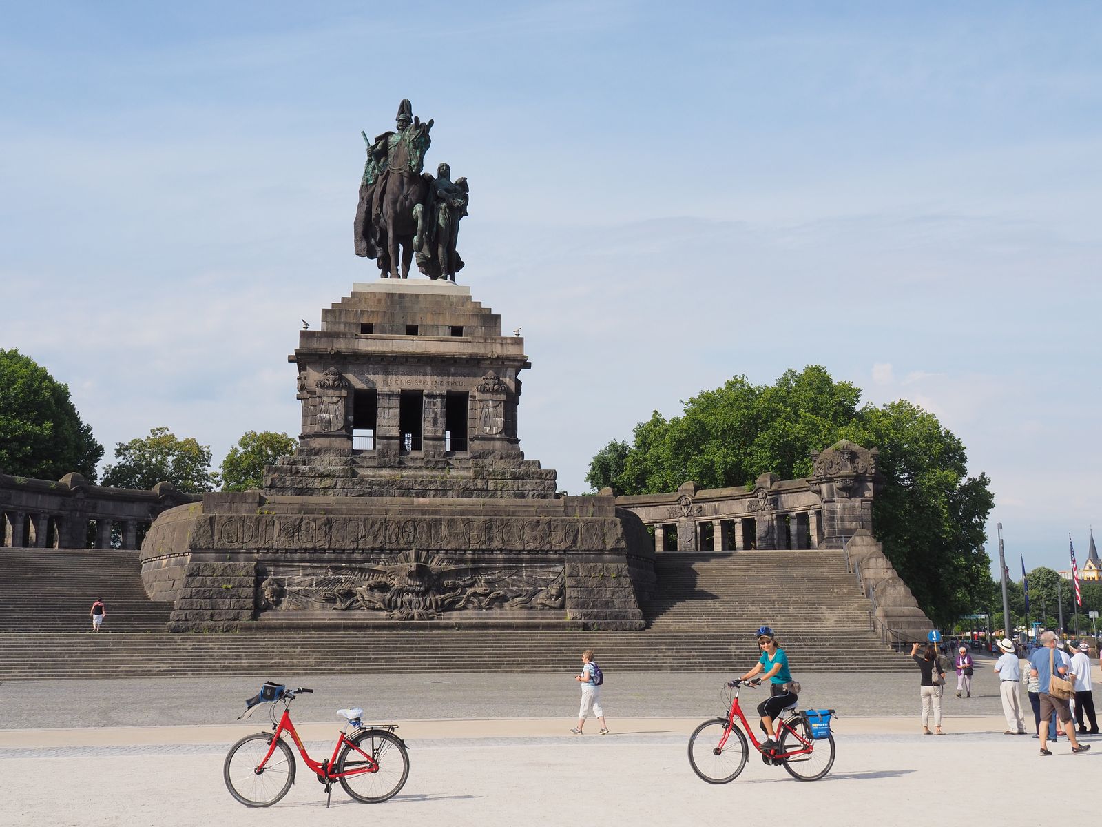 Kaiser Wilhelm's massive memorial at Deutsches Eck, Koblenz. This where the Mosel and Rhine Rivers meet. A highlight of our Rhine River Cruise.